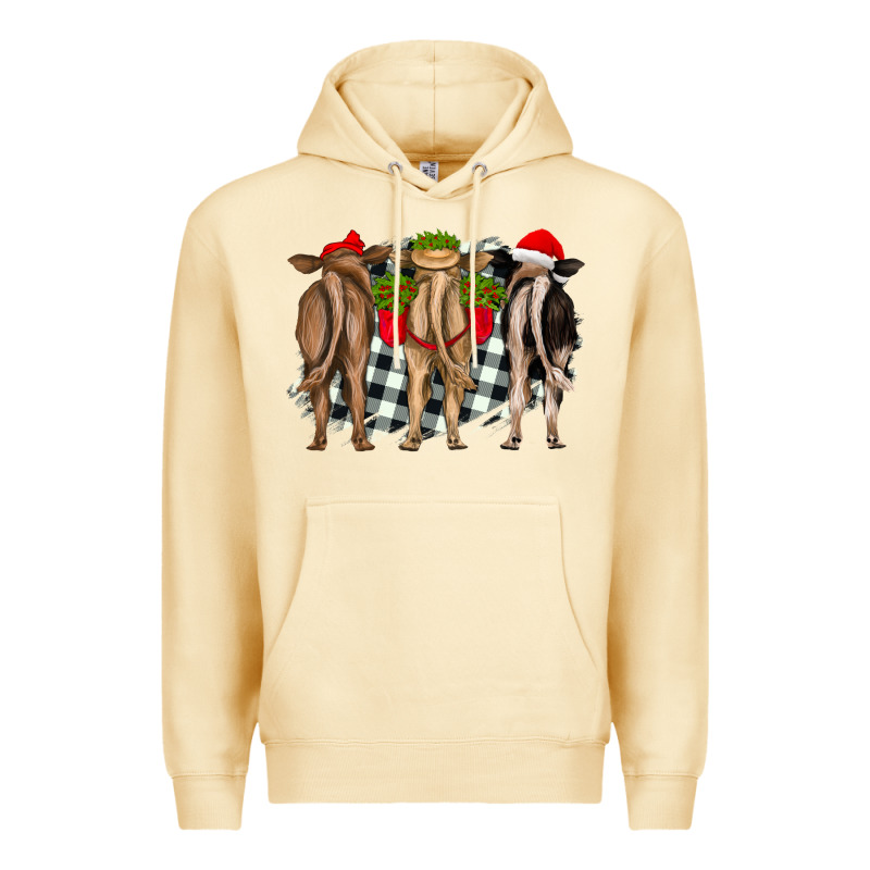 Christmas Heifers Back View Premium Hoodie by RanaPortraitStore | Teevron