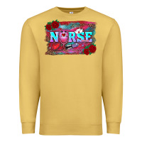 Antique Gold valentines day nurse with leopard and turquoise ba Premium Sweatshirt - RanaPortraitStore