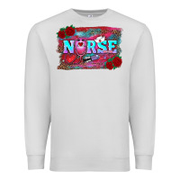 Dove Grey valentines day nurse with leopard and turquoise ba Premium Sweatshirt - RanaPortraitStore