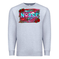 Heather Grey valentines day nurse with leopard and turquoise ba Premium Sweatshirt - RanaPortraitStore