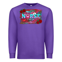 Purple valentines day nurse with leopard and turquoise ba Premium Sweatshirt - RanaPortraitStore
