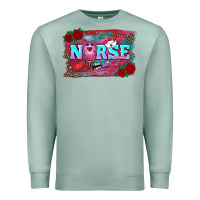 Seafoam valentines day nurse with leopard and turquoise ba Premium Sweatshirt - RanaPortraitStore