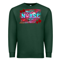 Sports Green valentines day nurse with leopard and turquoise ba Premium Sweatshirt - RanaPortraitStore