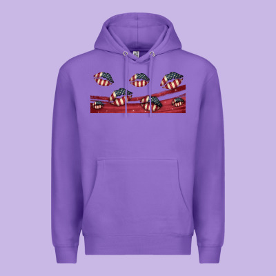 American Flag Lips 16oz Libbey Cup Premium Hoodie Designed By Hra Design Shop