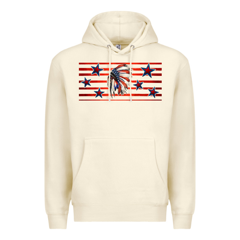 Patriotic Native American Headdress 16oz Libbey Cup Premium Hoodie by HRA Design Shop | Teevron