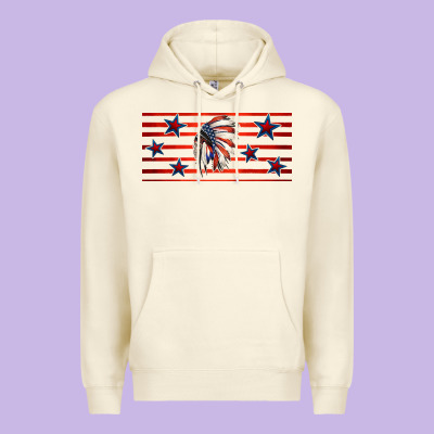 Patriotic Native American Headdress 16oz Libbey Cup Premium Hoodie Designed By Hra Design Shop