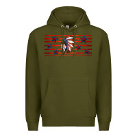 Army Green patriotic native american headdress 16oz libbey cup Premium Hoodie - HRA Design Shop