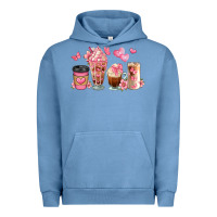Pigment Pebble Blue floral coffee cups Urban Hoodie - JahusDesignShop
