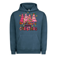 Pigment Midnight Navy pink christmas trees Urban Hoodie - AdoDesignShop