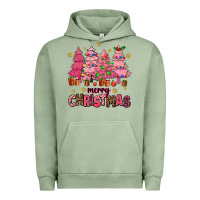 Pigment Oil Green pink christmas trees Urban Hoodie - AdoDesignShop