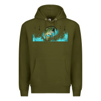 Army Green jumping bass fishing 16oz libbey cup Premium Hoodie - HRA Design Shop