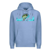 Colony Blue jumping bass fishing 16oz libbey cup Premium Hoodie - HRA Design Shop