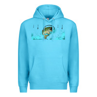 Ocean Blue jumping bass fishing 16oz libbey cup Premium Hoodie - HRA Design Shop