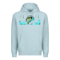 Blue Mist jumping bass fishing 16oz libbey cup Premium Hoodie - HRA Design Shop