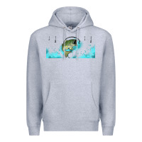 Heather Grey jumping bass fishing 16oz libbey cup Premium Hoodie - HRA Design Shop