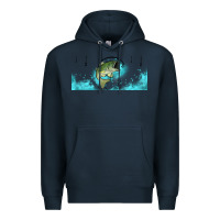 Navy jumping bass fishing 16oz libbey cup Premium Hoodie - HRA Design Shop