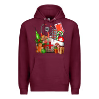 Burgundy nurse  and christmas Premium Hoodie - AdoDesignShop