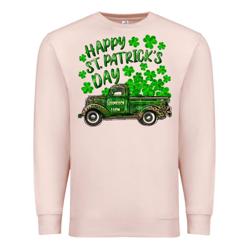Happy St. Patricks Day Shamrock Farm Truck Premium Sweatshirt by RanaPortraitStore | Teevron
