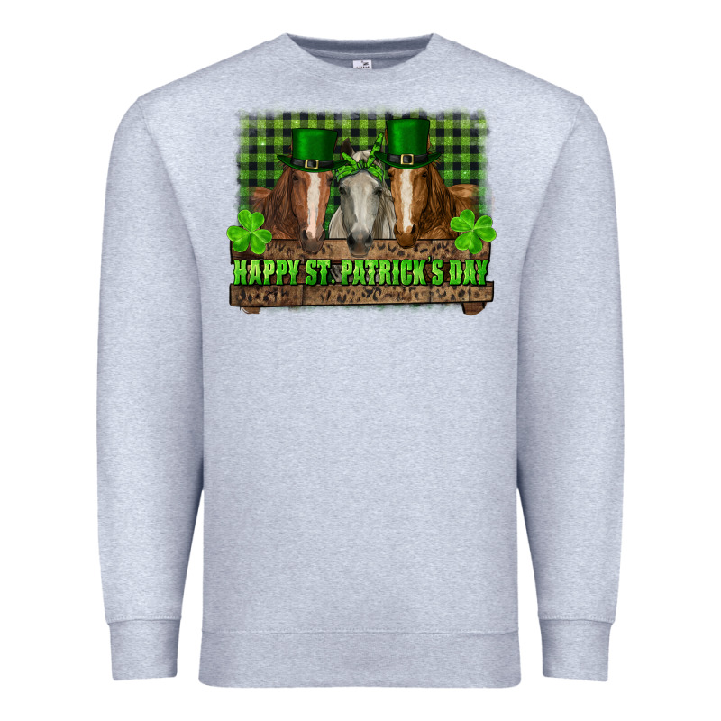 Happy St. Patricks Day Horses With Leprechaun Premium Sweatshirt by RanaPortraitStore | Teevron
