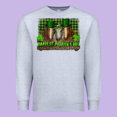 Premium Sweatshirt happy st. patricks day horses with leprechaun