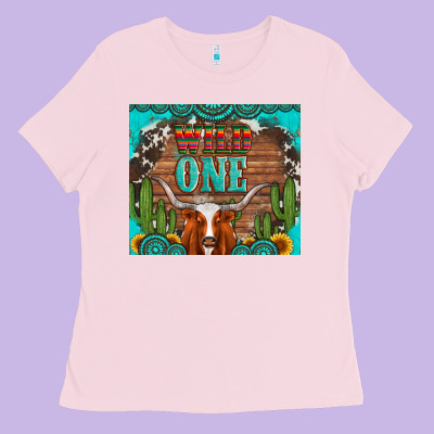 Wild One Longhorn Gemstones Cactus And Sunflowers Ladies Tee Designed By Artiststas