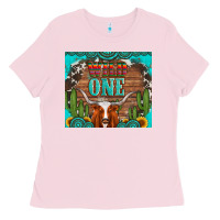 Bubblegum Pink wild one longhorn gemstones cactus and sunflowers Ladies Tee - Artiststas