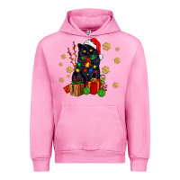 Fuchsia Pink black cat meowy christmas Urban Hoodie - AdoDesignShop