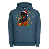 Pigment Midnight Navy black cat meowy christmas Urban Hoodie - AdoDesignShop