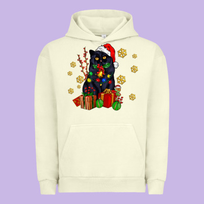 Black Cat Meowy Christmas Urban Hoodie Designed By Adodesignshop
