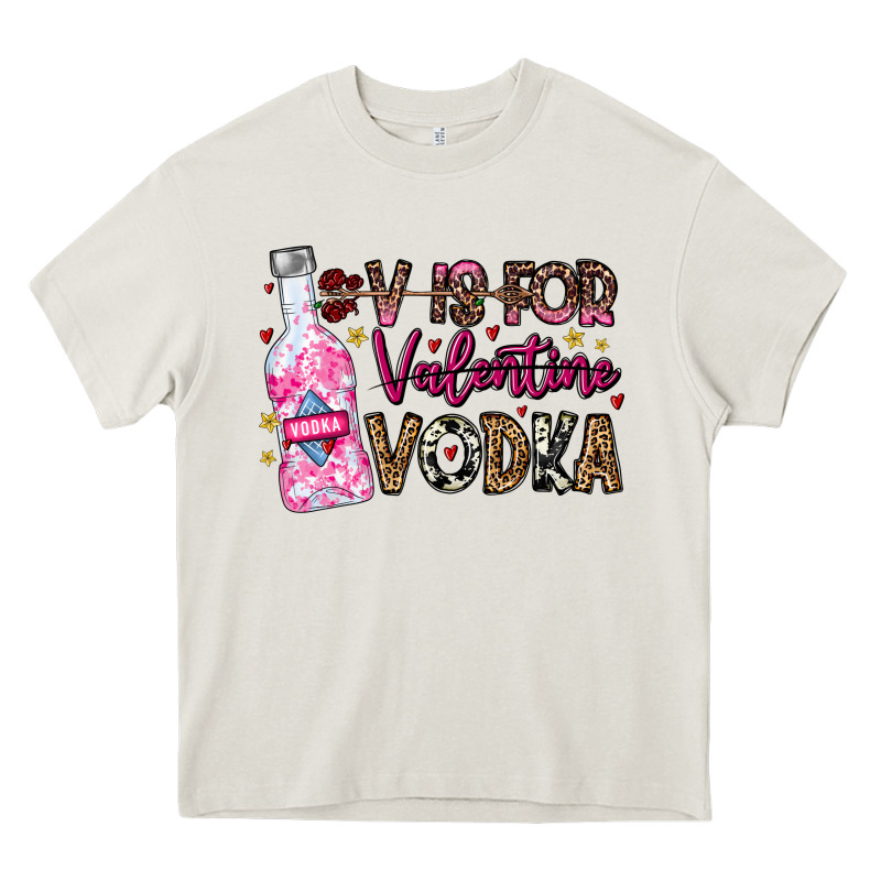 V Is For Valentine Vodka Heavy Core Tee by CowhideDigitalArt | Teevron