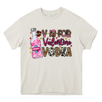 Cream V is For Valentine Vodka Heavy Core Tee - CowhideDigitalArt
