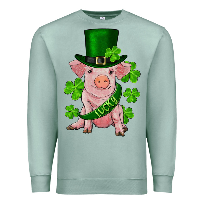 St. Patricks Day Lucky Baby Pig Premium Sweatshirt by RanaPortraitStore | Teevron
