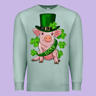 Premium Sweatshirt st. patricks day lucky baby pig