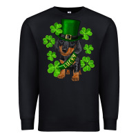 Black st. patricks day lucky dachshund puppy Premium Sweatshirt - RanaPortraitStore