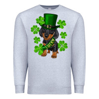 Heather Grey st. patricks day lucky dachshund puppy Premium Sweatshirt - RanaPortraitStore