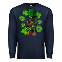 Navy st. patricks day lucky dachshund puppy Premium Sweatshirt - RanaPortraitStore