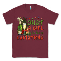 Burgundy just a girl who loves christmas Classic Tee - BundleAndBundleShop