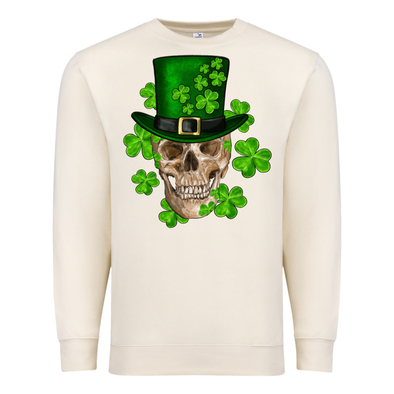 St. Patricks Day Skull Premium Sweatshirt by RanaPortraitStore | Teevron