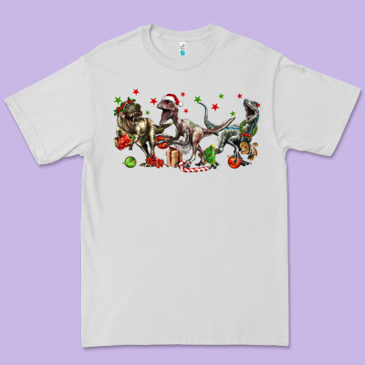 Three Christmas Dinosaurs Premium Tee Designed By Lillyallendesigns