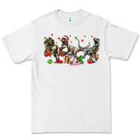 White Three Christmas Dinosaurs Premium Tee - LillyAllenDesigns