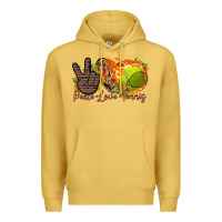 Antique Gold peace love tennis Premium Hoodie - RacoonDesign