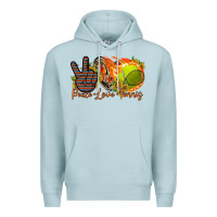 Blue Mist peace love tennis Premium Hoodie - RacoonDesign