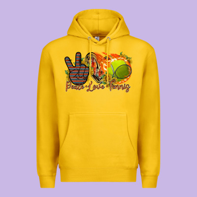 Peace Love Tennis Premium Hoodie Designed By Racoondesign