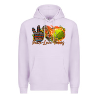 Lilac peace love tennis Premium Hoodie - RacoonDesign
