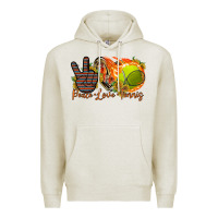 Oatmeal Heather peace love tennis Premium Hoodie - RacoonDesign
