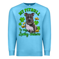 Ocean Blue st patricks day my pitbuli my lucky charm Premium Sweatshirt - RanaPortraitStore