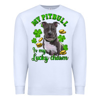 White st patricks day my pitbuli my lucky charm Premium Sweatshirt - RanaPortraitStore