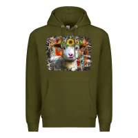 Army Green sunflower sheep Premium Hoodie - RacoonDesign