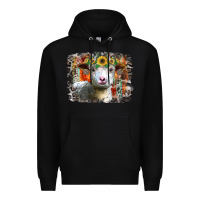 Black sunflower sheep Premium Hoodie - RacoonDesign