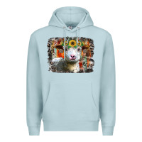 Blue Mist sunflower sheep Premium Hoodie - RacoonDesign